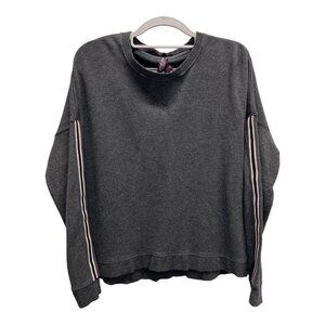 Betsey Johnson Womens S Sweatshirt Dark Gray Striped Sleeve Performance